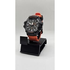 Casio Men’s Black Dial Chronograph Watch with Orange Resin Strap - MCW100H-4AV